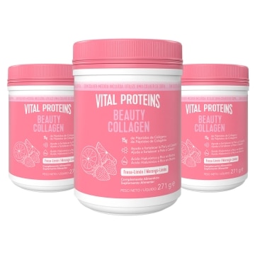 Pack Ahorro Beauty Colágeno con Ácido Hialurónico sabor fresa limón 3x271g