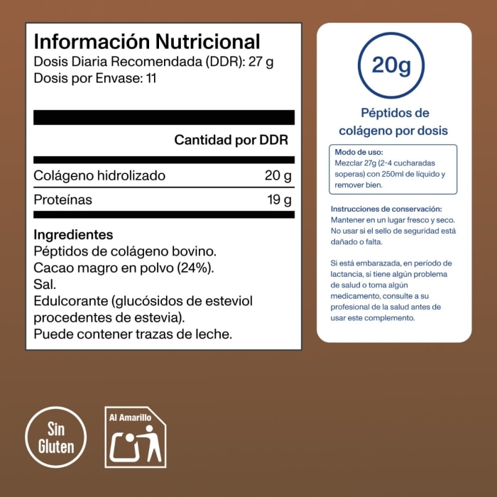 Péptidos de colágeno sabor chocolate - 297g